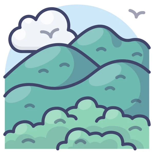 Kopce Krajina Hora Ikona — Stockový vektor