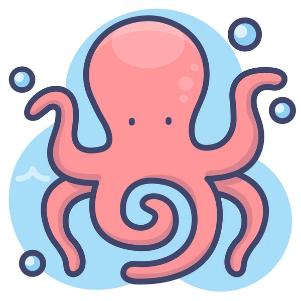 Océano Pulpo Icono Del Mar — Vector de stock