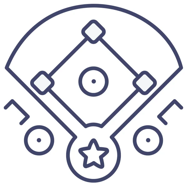 棒球场游戏图标的轮廓风格 — 图库矢量图片