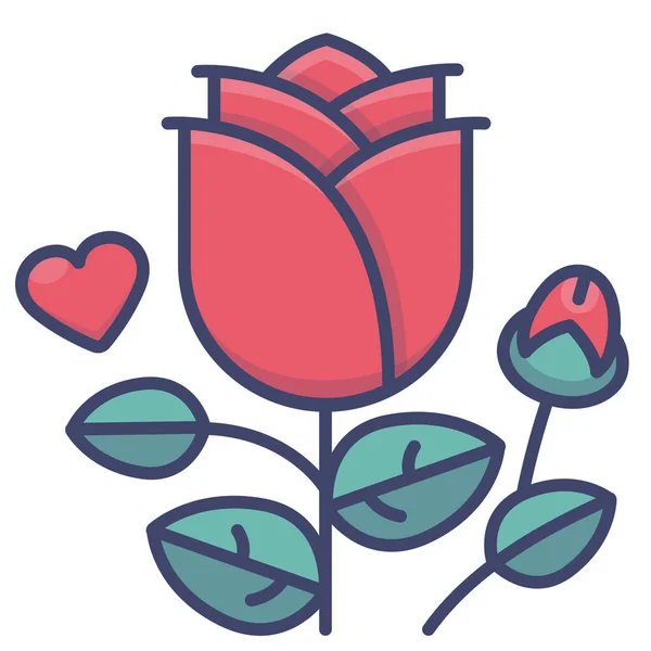 爱情与浪漫类的花朵爱情红色图标 — 图库矢量图片