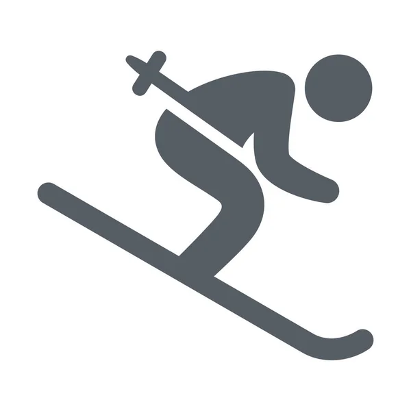 Nsanlar Kayak Simgesini Katı Biçimde Kayak Yapar — Stok Vektör