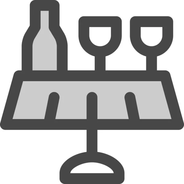 Fles Diner Glazen Pictogram Gevulde Omtrek Stijl — Stockvector