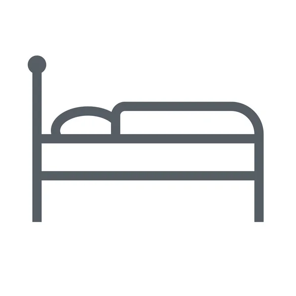 Säng Sovrum Hotell Ikon Kontur Stil — Stock vektor
