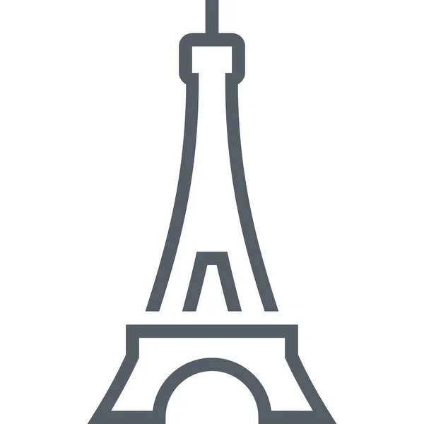 Destination Eiffel France Icon Umrissstil — Stockvektor