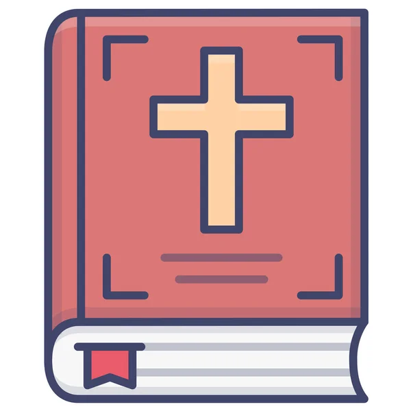 Libro Biblia Icono Sagrado Estilo Contorno Lleno — Vector de stock