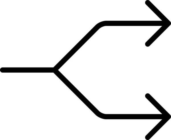 Flechas Dirección Decisión Icono Estilo Esquema — Archivo Imágenes Vectoriales