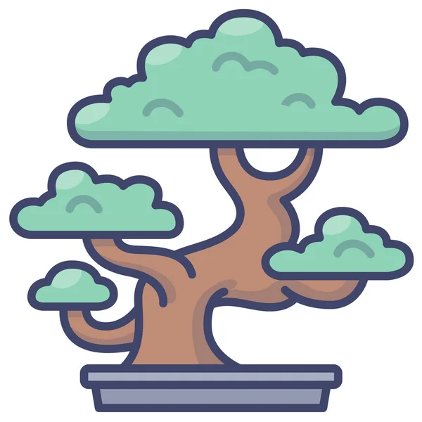 Bonsai Planta Maceta Icono Categoría Muebles Decoraciones Para Hogar — Vector de stock