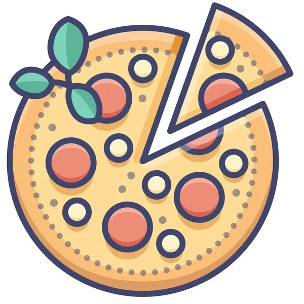 Ícone Fatia Pizza Alimentos Estilo Esboço Preenchido —  Vetores de Stock