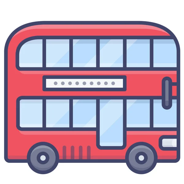 Dubbel Buss Däck Ikon — Stock vektor