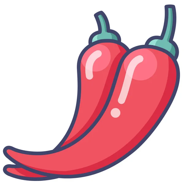 Chili Chilli Pepper Icon Filled Outline Style — Stock Vector