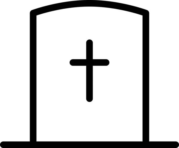 Cementerio Muerte Tumba Icono Estilo Esquema — Archivo Imágenes Vectoriales