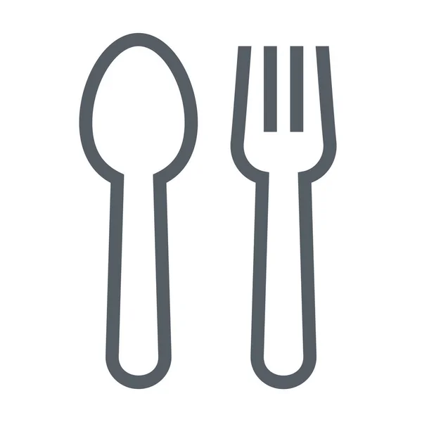 Cubiertos Alimentos Tenedor Icono Estilo Contorno — Vector de stock