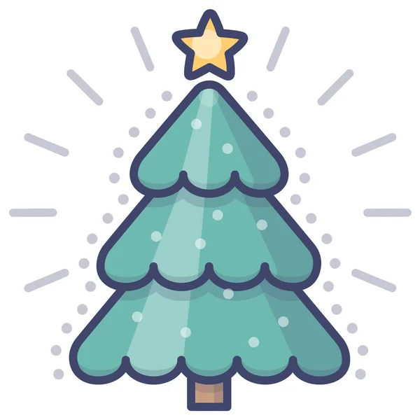Weihnachtsbaum Ikone Ausgefüllten Umrissstil — Stockvektor