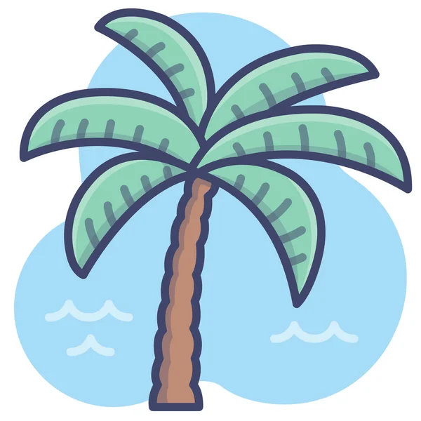 Coast Island Palm Icon — Stock Vector