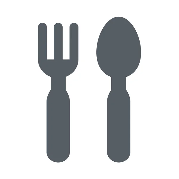 餐具食品叉子图标 实心风格 — 图库矢量图片