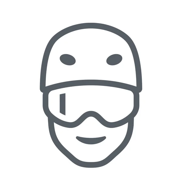 Helm Mensen Skiër Pictogram Outline Stijl — Stockvector