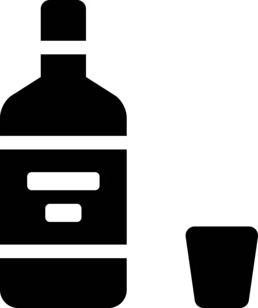 Icône Bouteille Boisson Alcoolisée Dans Style Solide — Image vectorielle