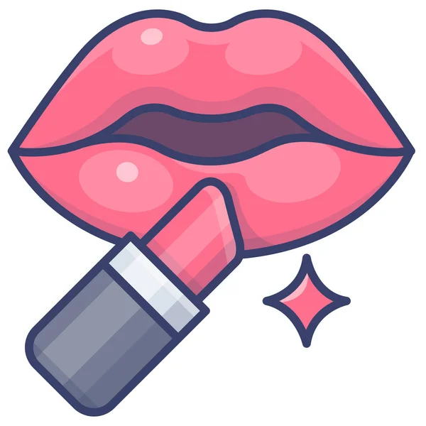 Lápiz Labial Labial Labios Gruesos Icono — Vector de stock