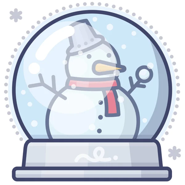 Boule Icône Cristal Noël Dans Style Contour Rempli — Image vectorielle
