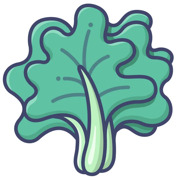 Icono Hoja Col Rizada Verde Estilo Contorno Relleno — Vector de stock