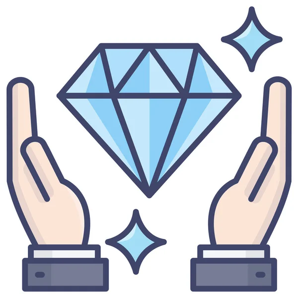 Icono Diamante Cuidado Activos Estilo Contorno Lleno — Archivo Imágenes Vectoriales