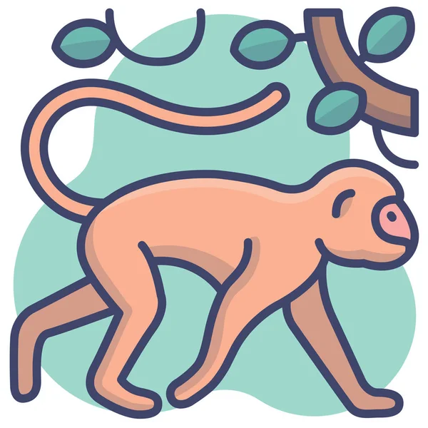 Animal Mono Babuino Icono — Vector de stock