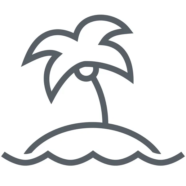 Bestemming Eiland Palm Icoon Outline Stijl — Stockvector