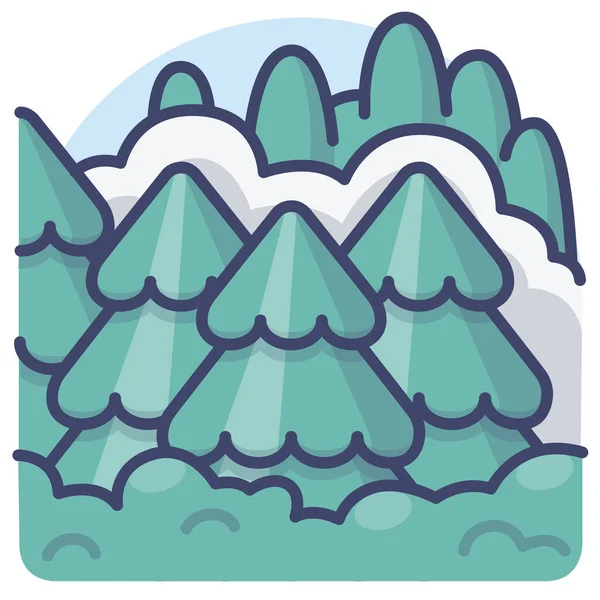 Bosque Paisaje Naturaleza Icono — Vector de stock