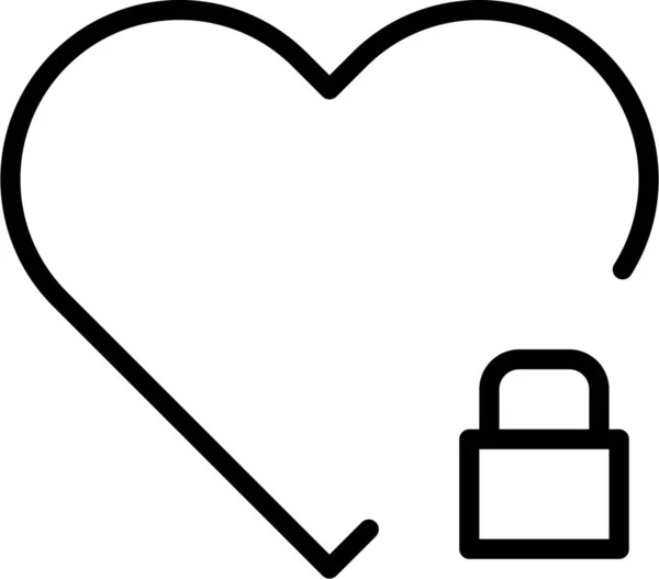 Favorite Heart Locked Icon Outline Style — Stock Vector