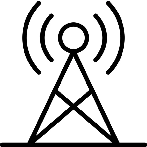 Antenna Icona Del Ricevitore Radio Stile Outline — Vettoriale Stock