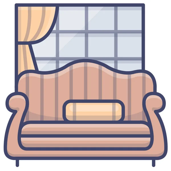Camelback Couch Interior Icon Furniture Home Decorations Category — Stock Vector