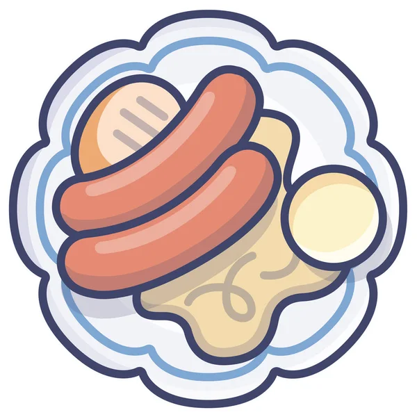 Petit Déjeuner Frankfurter Icône Allemande Dans Style Contour Rempli — Image vectorielle