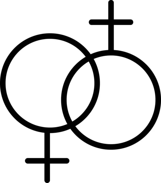 Frauen Geschlecht Homosexuelle Ikone Outline Stil — Stockvektor