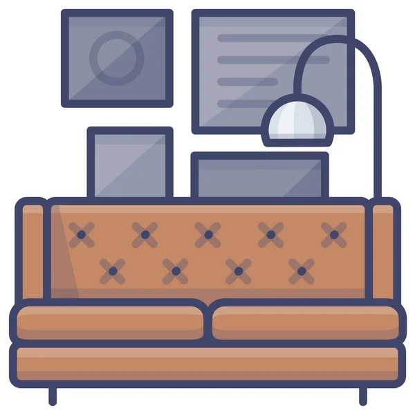 Icono Cuero Interior Categoría Muebles Decoraciones Para Hogar — Vector de stock
