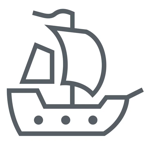 Значок Човна Піратського Вітрильного Спорту Стилі Контур — стоковий вектор