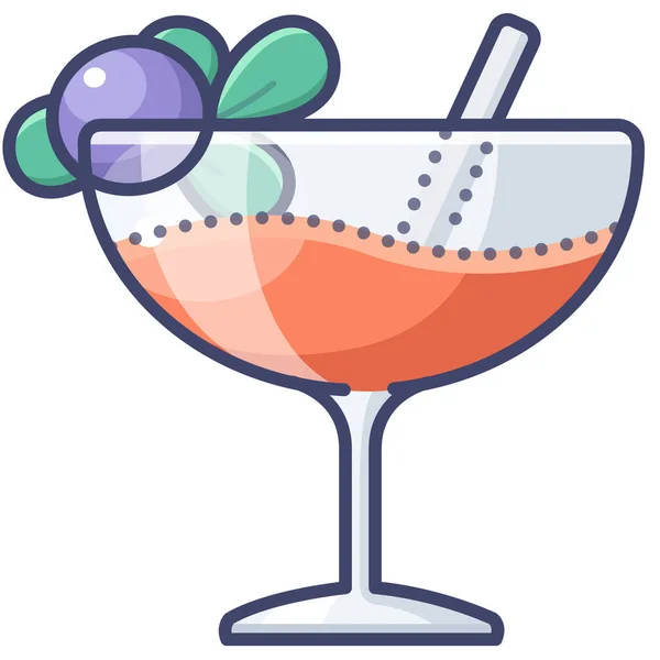 Cocktail Drink Frucht Ikone Ausgefüllten Outline Stil — Stockvektor