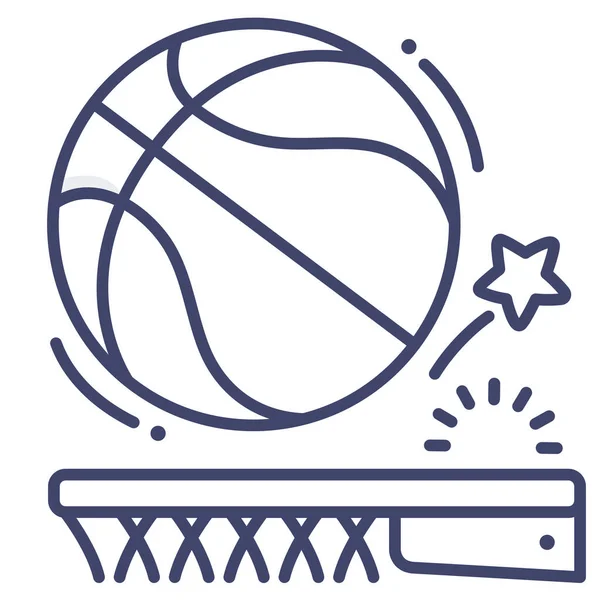 Ballon Basket Ball Icône Sport Dans Style Contour — Image vectorielle