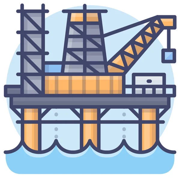 Icône Industrie Pétrolière Plate Forme — Image vectorielle