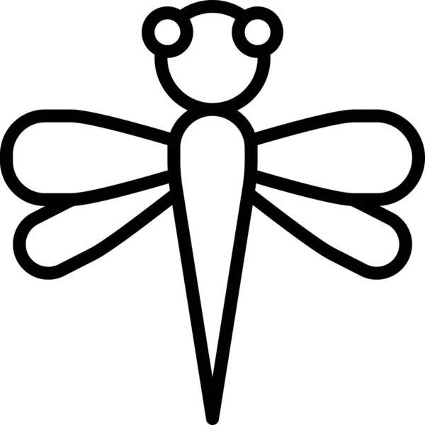 Insecto Libélula Icono Mosca Estilo Esquema — Vector de stock