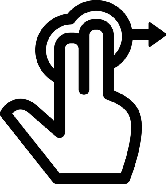 Drag Fingers Antwortsymbol Outline Stil — Stockvektor
