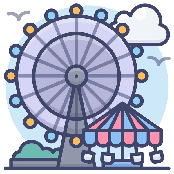 Parque Atracciones Ferris Icono — Archivo Imágenes Vectoriales