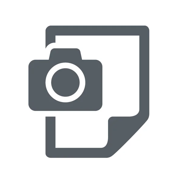 Icône Fichier Document Caméra Dans Style Solide — Image vectorielle
