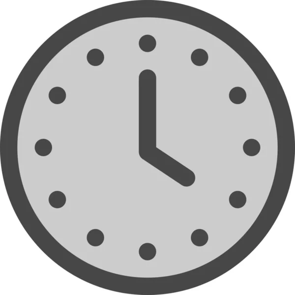 Horloge Heure Minute Icône Dans Style Contour Rempli — Image vectorielle