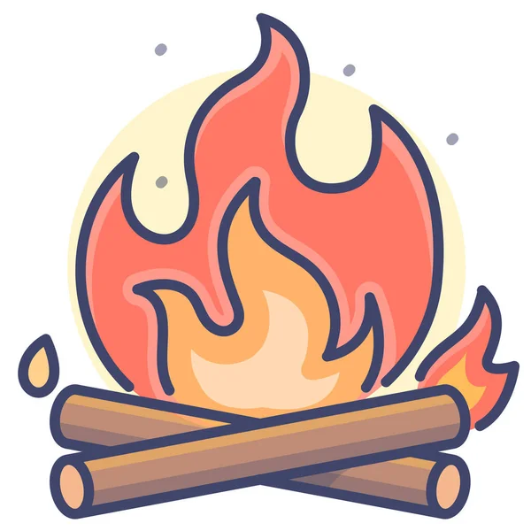 Fire Burn Wood Icon — Stock Vector