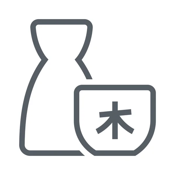 アルコール飲料 日本のアイコンInアウトラインスタイル — ストックベクタ
