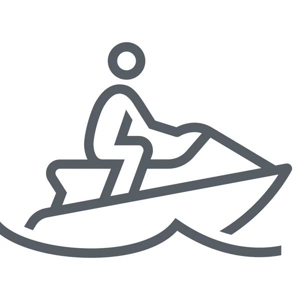 Jetski Personas Scooter Icono Estilo Esquema — Vector de stock