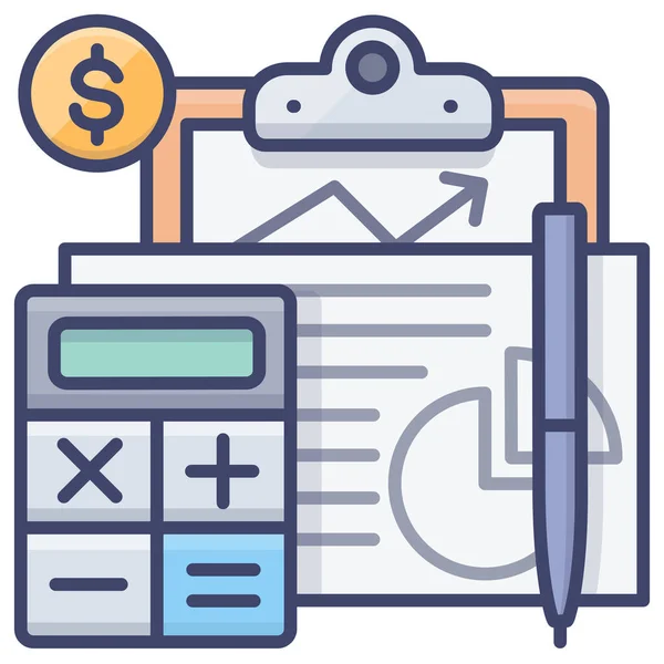 Account Accounting Calculator Icon Filled Outline Style — Stock Vector