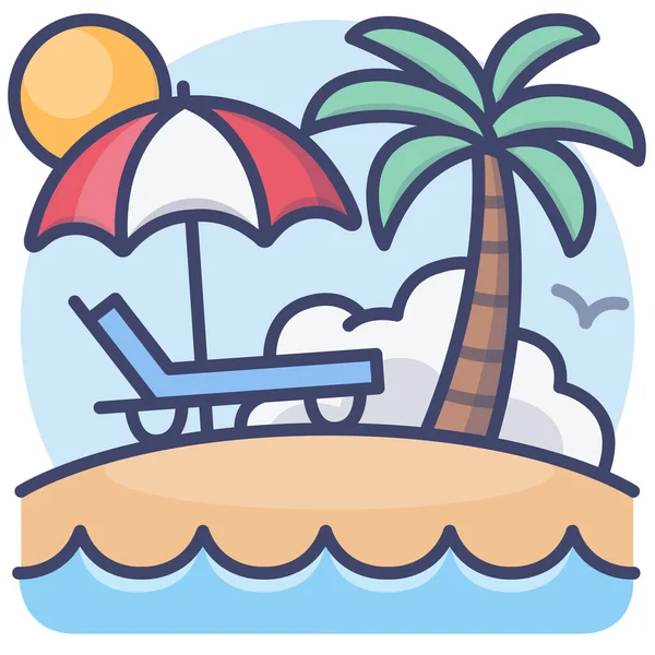 Beach Island Vacation Icon — Stock Vector