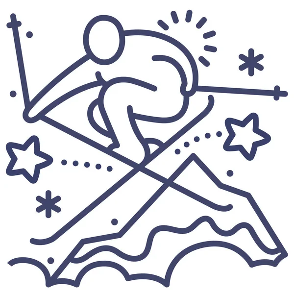 Freestyle Olympiska Ski Ikon Konturstil — Stock vektor