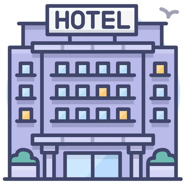 Hotel Complejo Edificio Icono — Vector de stock